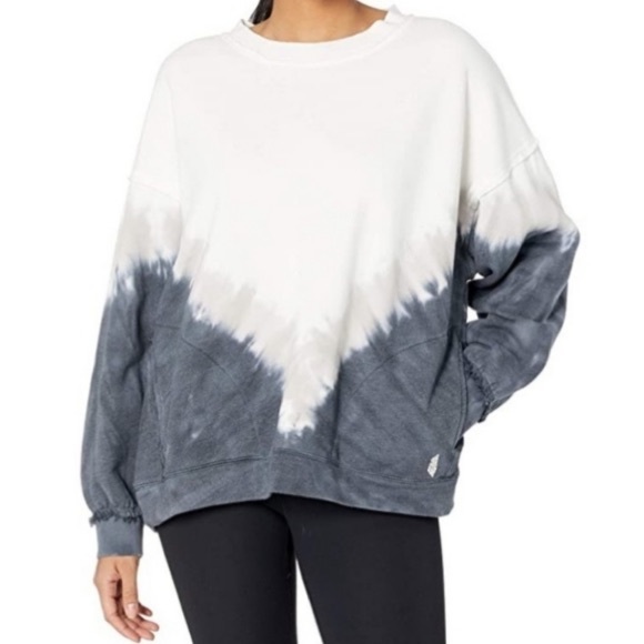 FP Movement by Free People Sweaters - Free People FP Movement Metti Crewneck Sweatshirt Grey and White Tie Dye